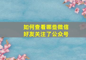 如何查看哪些微信好友关注了公众号