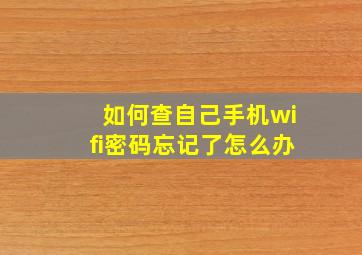 如何查自己手机wifi密码忘记了怎么办