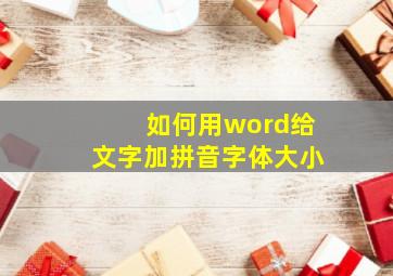 如何用word给文字加拼音字体大小