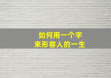 如何用一个字来形容人的一生