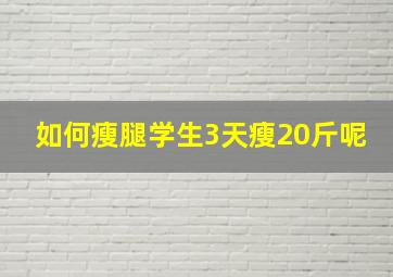 如何瘦腿学生3天瘦20斤呢