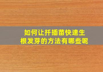 如何让扦插苗快速生根发芽的方法有哪些呢