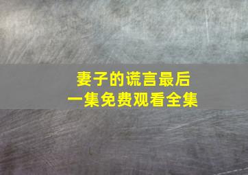 妻子的谎言最后一集免费观看全集