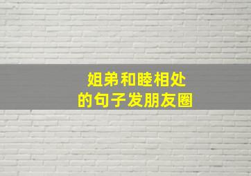 姐弟和睦相处的句子发朋友圈