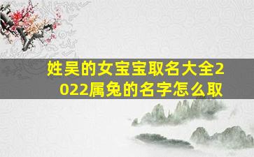 姓吴的女宝宝取名大全2022属兔的名字怎么取