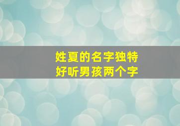 姓夏的名字独特好听男孩两个字