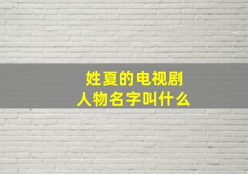 姓夏的电视剧人物名字叫什么