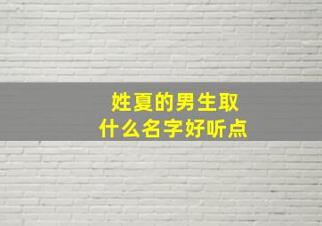 姓夏的男生取什么名字好听点