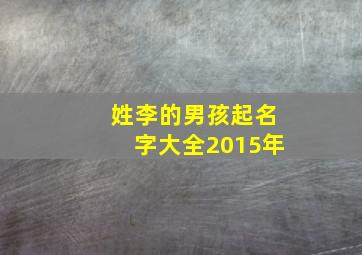 姓李的男孩起名字大全2015年