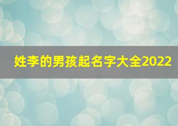 姓李的男孩起名字大全2022