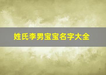 姓氏李男宝宝名字大全