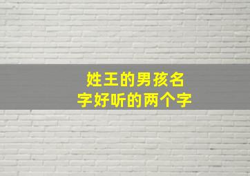 姓王的男孩名字好听的两个字