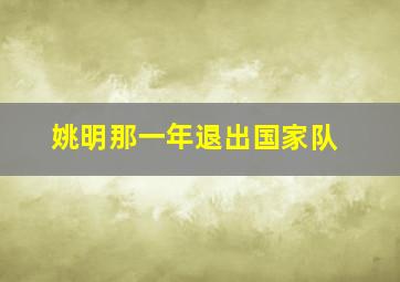 姚明那一年退出国家队