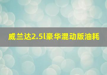 威兰达2.5l豪华混动版油耗