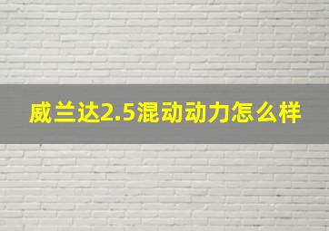 威兰达2.5混动动力怎么样