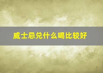 威士忌兑什么喝比较好