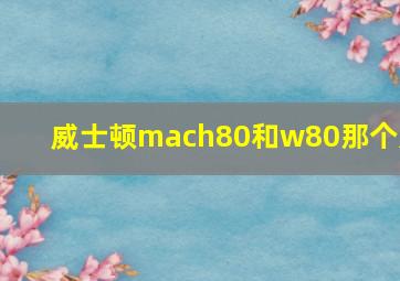 威士顿mach80和w80那个好