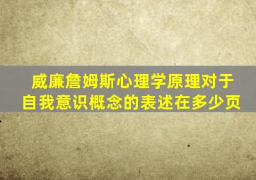 威廉詹姆斯心理学原理对于自我意识概念的表述在多少页