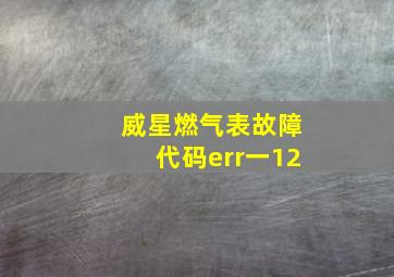 威星燃气表故障代码err一12