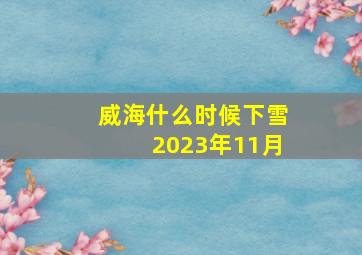 威海什么时候下雪2023年11月