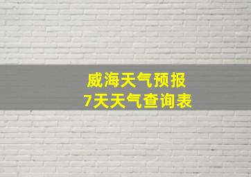 威海天气预报7天天气查询表