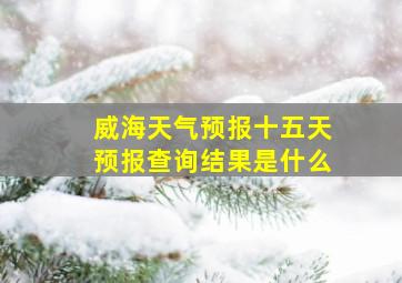 威海天气预报十五天预报查询结果是什么