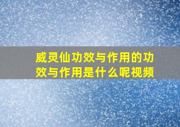 威灵仙功效与作用的功效与作用是什么呢视频