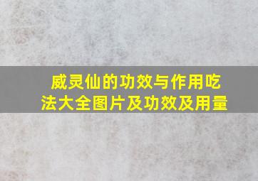 威灵仙的功效与作用吃法大全图片及功效及用量