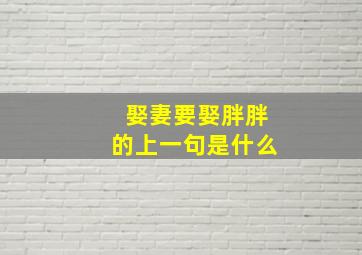 娶妻要娶胖胖的上一句是什么