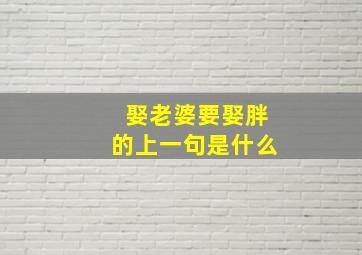 娶老婆要娶胖的上一句是什么