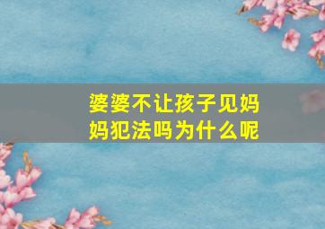 婆婆不让孩子见妈妈犯法吗为什么呢