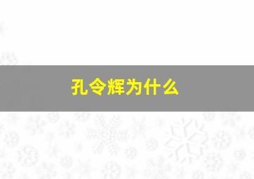 孔令辉为什么