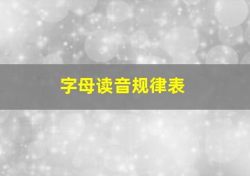 字母读音规律表