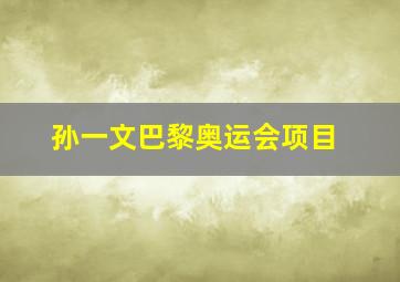 孙一文巴黎奥运会项目