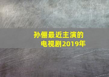 孙俪最近主演的电视剧2019年