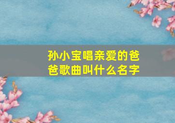 孙小宝唱亲爱的爸爸歌曲叫什么名字