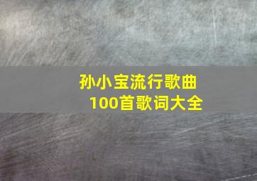 孙小宝流行歌曲100首歌词大全