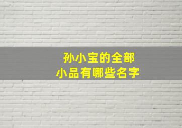 孙小宝的全部小品有哪些名字