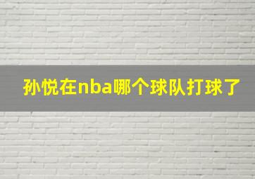 孙悦在nba哪个球队打球了