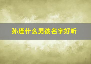 孙瑾什么男孩名字好听