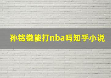 孙铭徽能打nba吗知乎小说