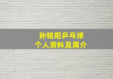 孙铭阳乒乓球个人资料及简介