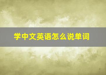 学中文英语怎么说单词