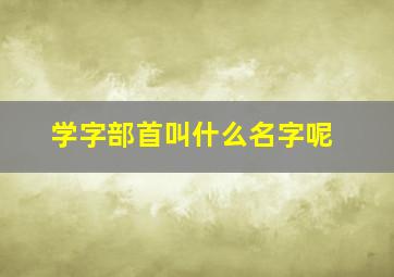 学字部首叫什么名字呢