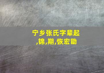 宁乡张氏字辈起,锦,期,恢宏勖