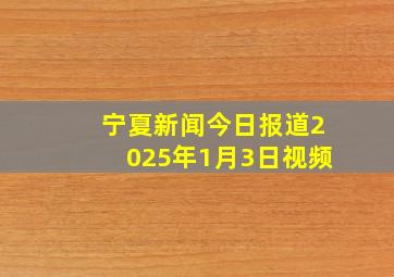 宁夏新闻今日报道2025年1月3日视频