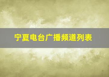 宁夏电台广播频道列表