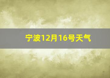 宁波12月16号天气