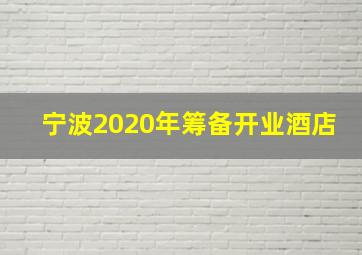 宁波2020年筹备开业酒店