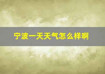 宁波一天天气怎么样啊